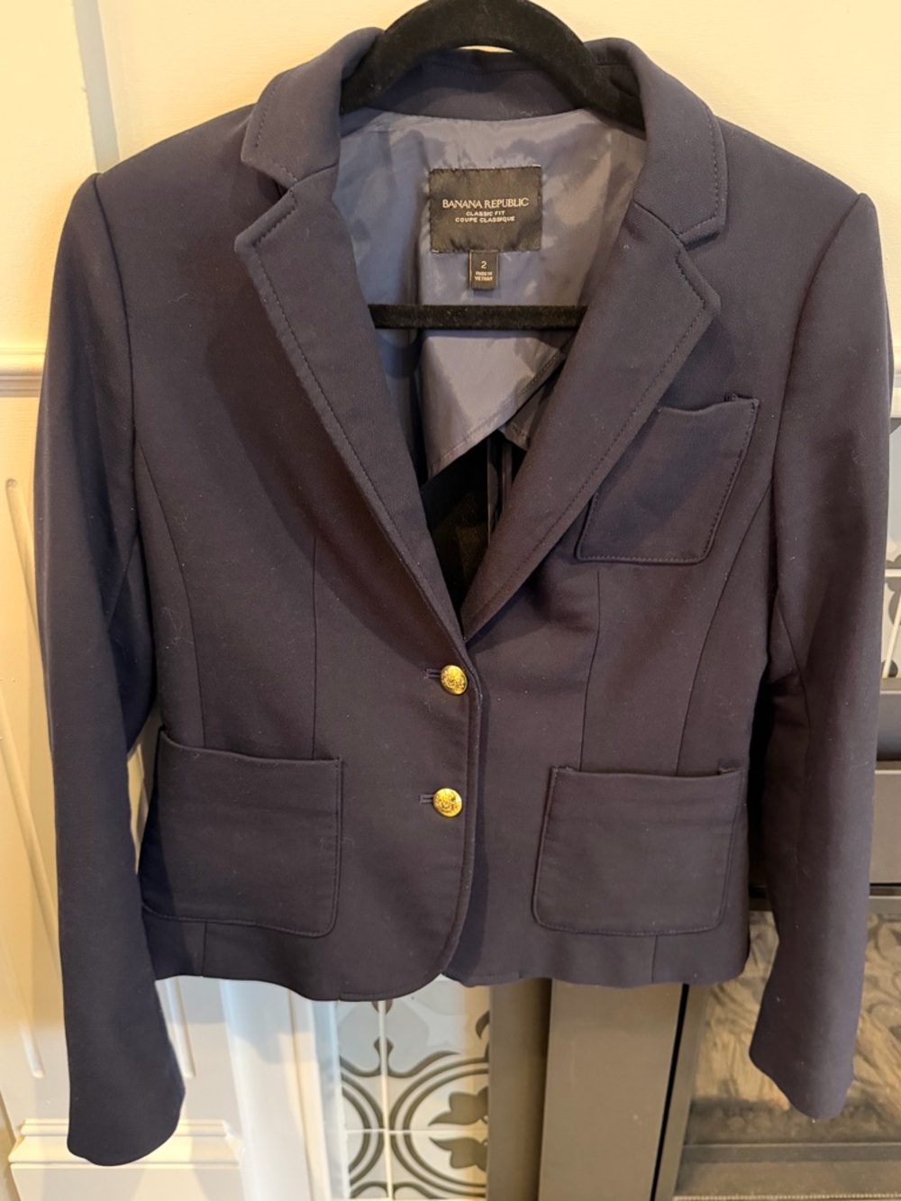 Banana Republic Navy Two-Button Tailored Blazer